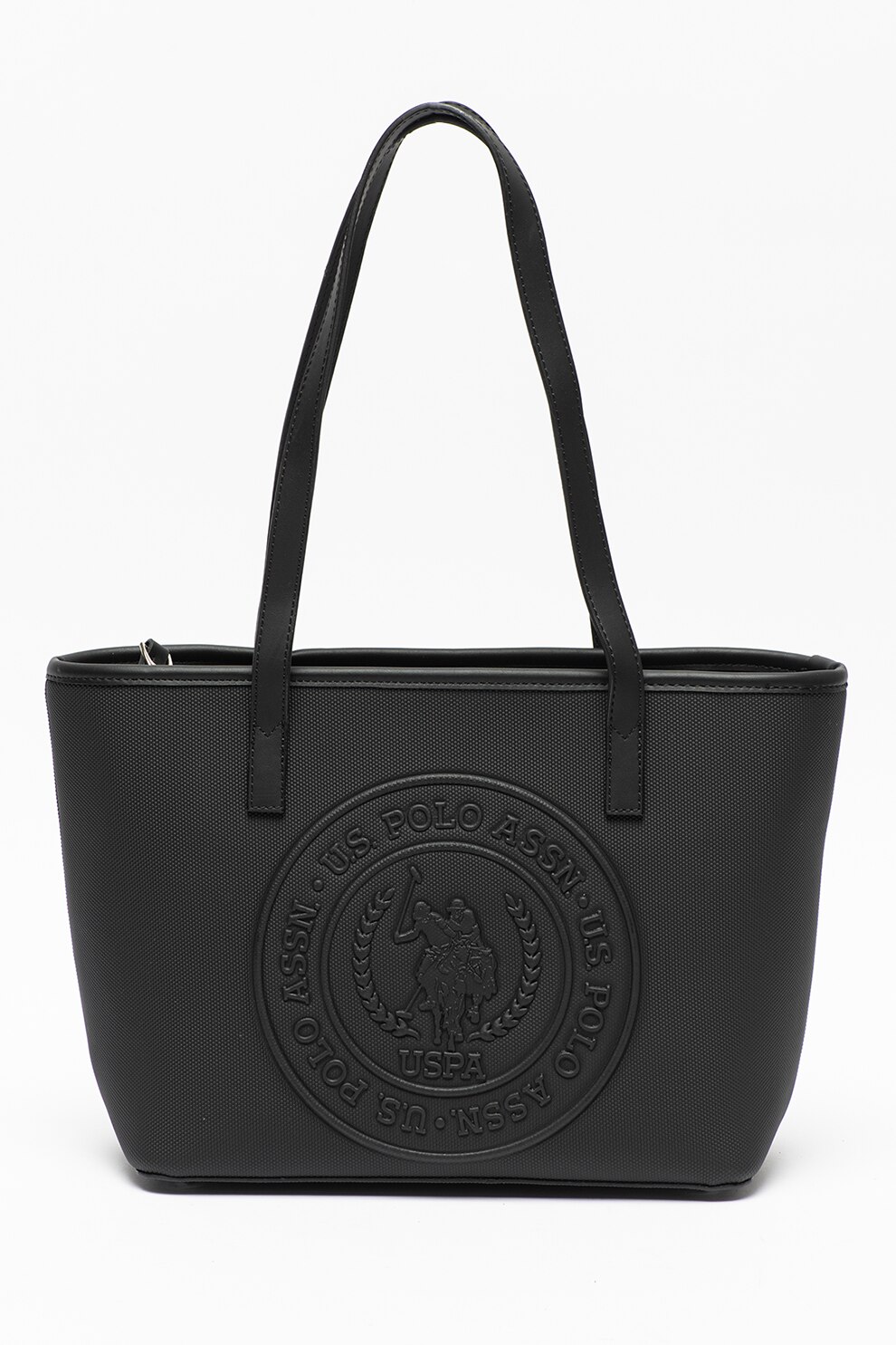 U.S. Polo Assn., Geanta shopper de piele ecologica, Negru