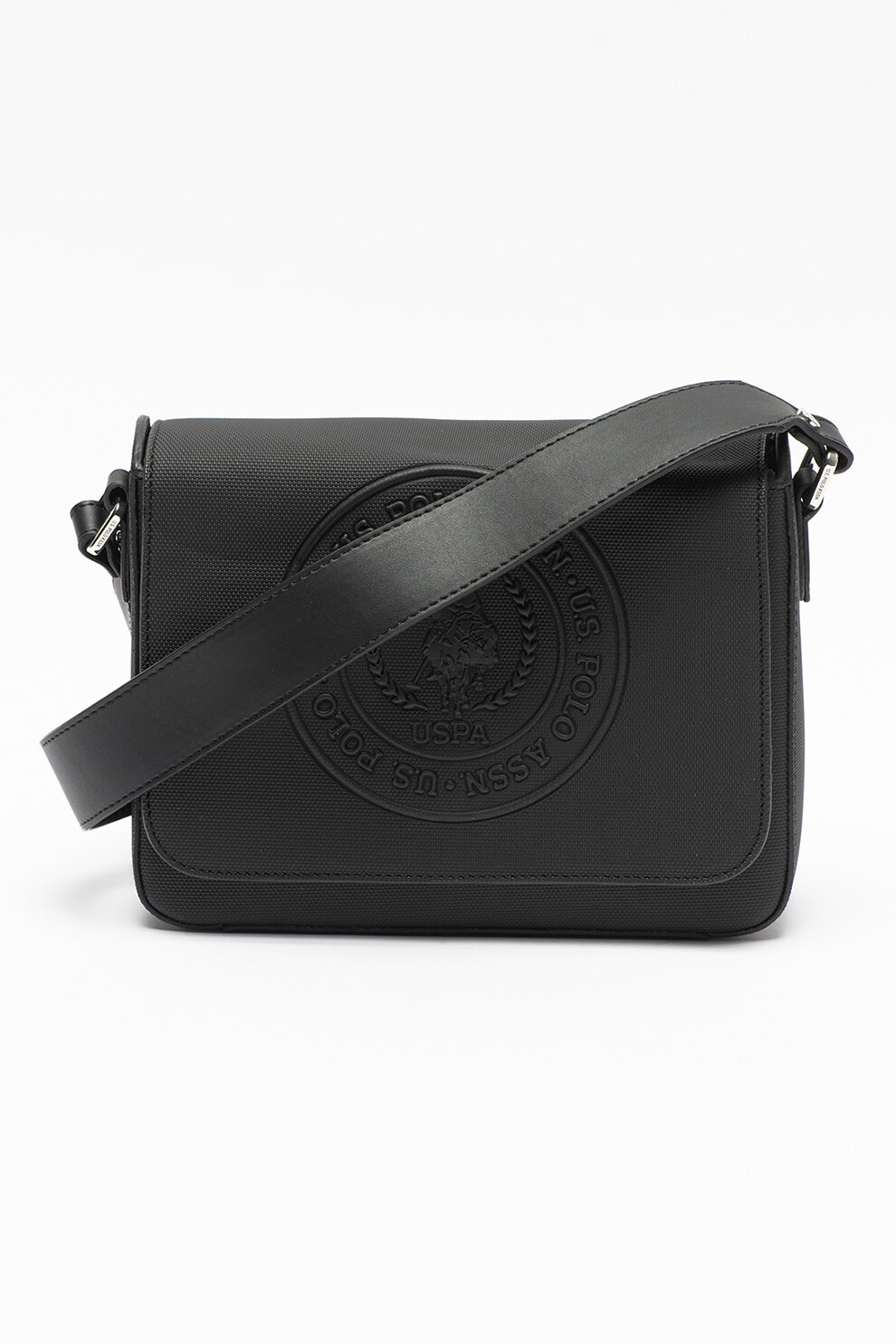 U.S. Polo Assn., Geanta crossbody de piele ecologica, Negru
