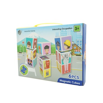 Set inteligent de cuburi magnetice pentru copii, 6 piese, cutie depozitare, puzzle joburi, multicolor Set inteligent de cuburi magnetice pentru copii, 6 piese, cutie depozitare, puzzle joburi, multicolor