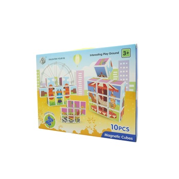 Set inteligent de cuburi magnetice pentru copii, 10 piese, cutie depozitare, puzzle parc de distractii, multicolor Set inteligent de cuburi magnetice pentru copii, 10 piese, cutie depozitare, puzzle parc de distractii, multicolor
