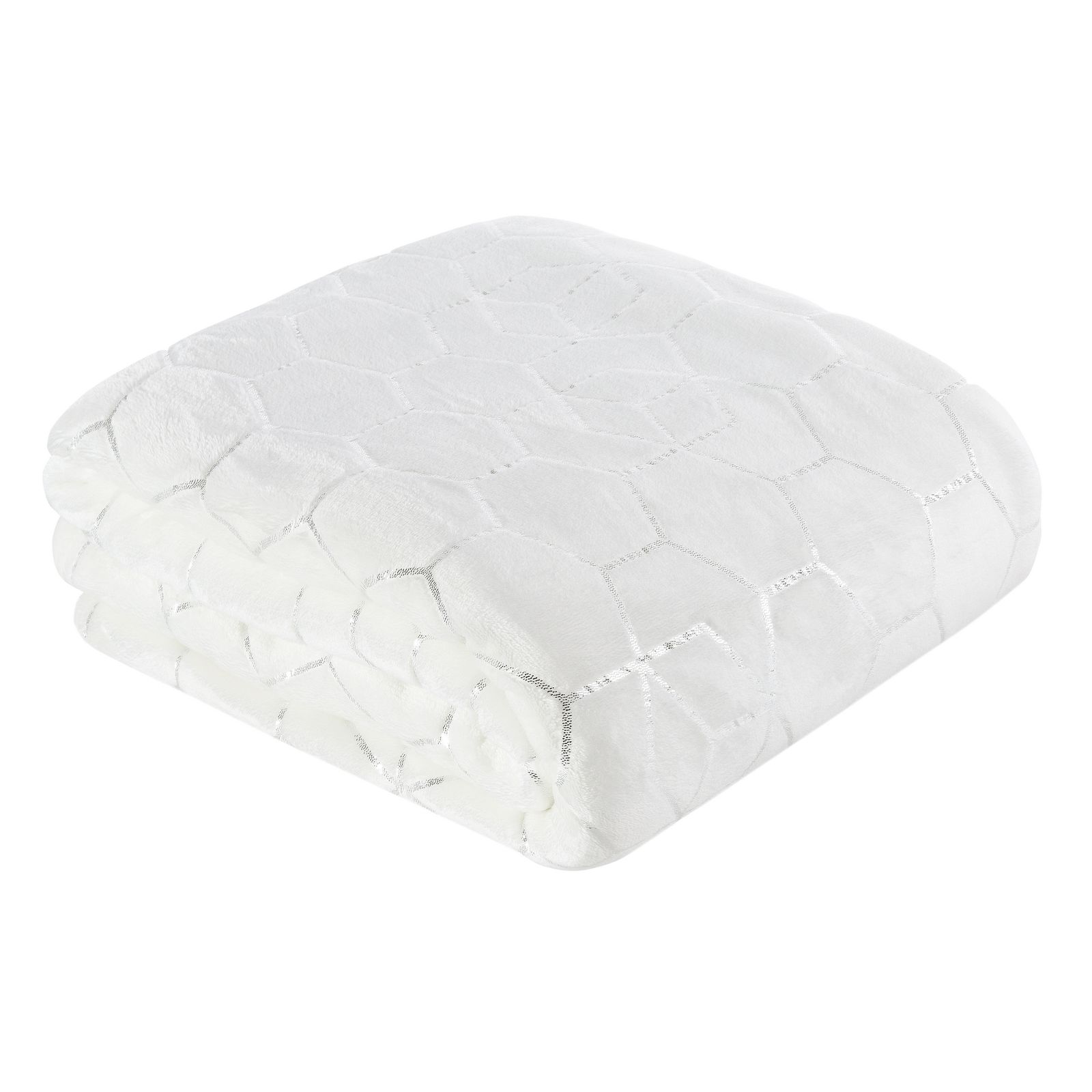 Cuvertura de Pat, Patura pled, Eurofirany, 70x160, VANESA, Crem/ Argintiu