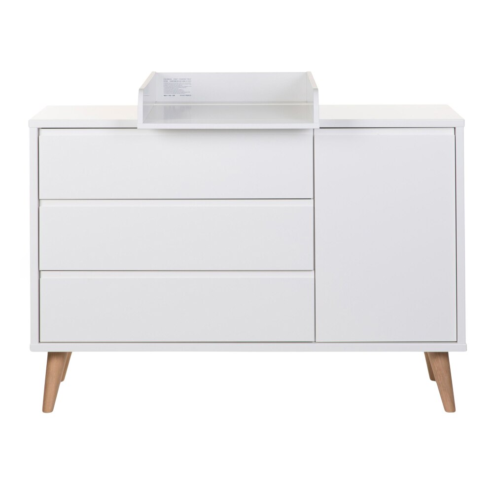 Comoda Childhome Retro Rio 133x50x90 cm cu masa de infasat, MDF Alb