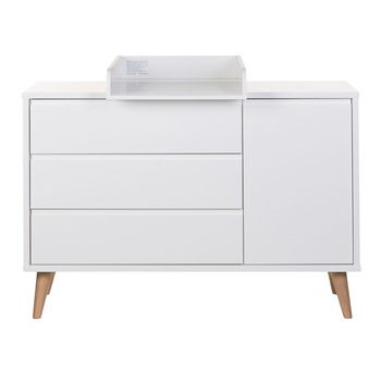 Comoda Childhome Retro Rio 133x50x90 cm cu masa de infasat, MDF Alb Comoda Childhome Retro Rio 133x50x90 cm cu masa de infasat, MDF Alb