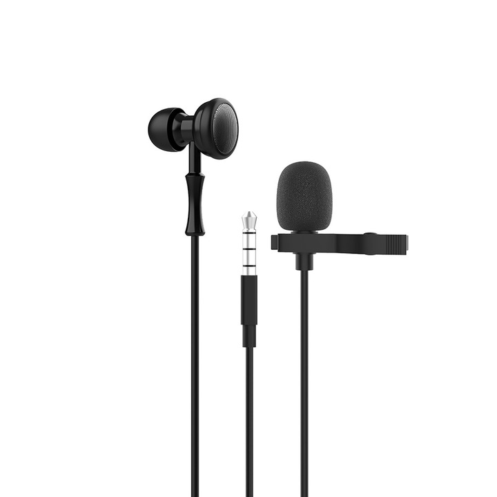 Casti mobile Yookie YK1190, clips pentru microfon, tip C, negre