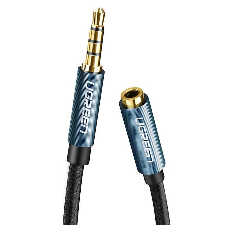 Cablu extensie audio jack AUX 3,5 mm UGREEN AV118, 1m, Albastru