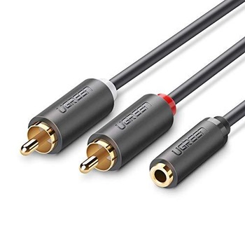 Cablu UGREEN AV102 Jack 3.5 mm mama la 2x RCA tata, 0.25m, Negru Cablu UGREEN AV102 Jack 3.5 mm mama la 2x RCA tata, 0.25m, Negru