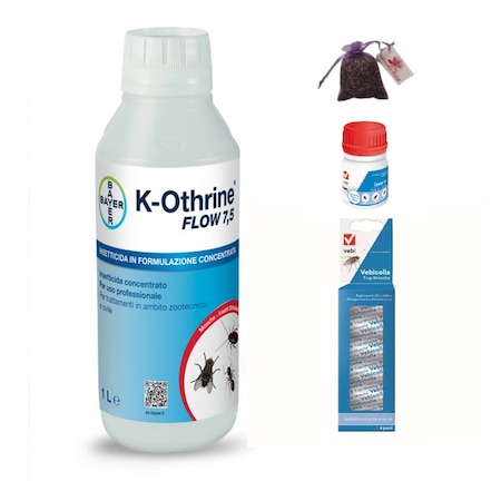 Set insecticide Kothrine 7.5 Flow 1 L si Draker 50 ml si 6 x Banda adeziva pentru muste si Saculet lavanda 10 gr, anti insecte taratoare si zburatoare, gandaci, plosnite, tantari