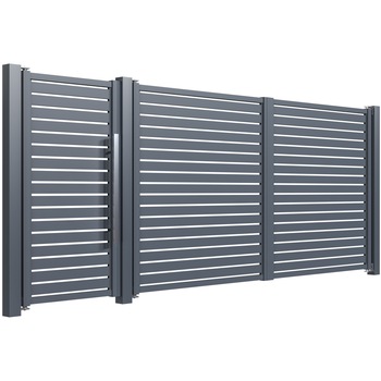 Set poarta auto si pietonala, Todome, aluminiu 102, negru, 450 x 180 cm Set poarta auto si pietonala, Todome, aluminiu 102, negru, 450 x 180 cm