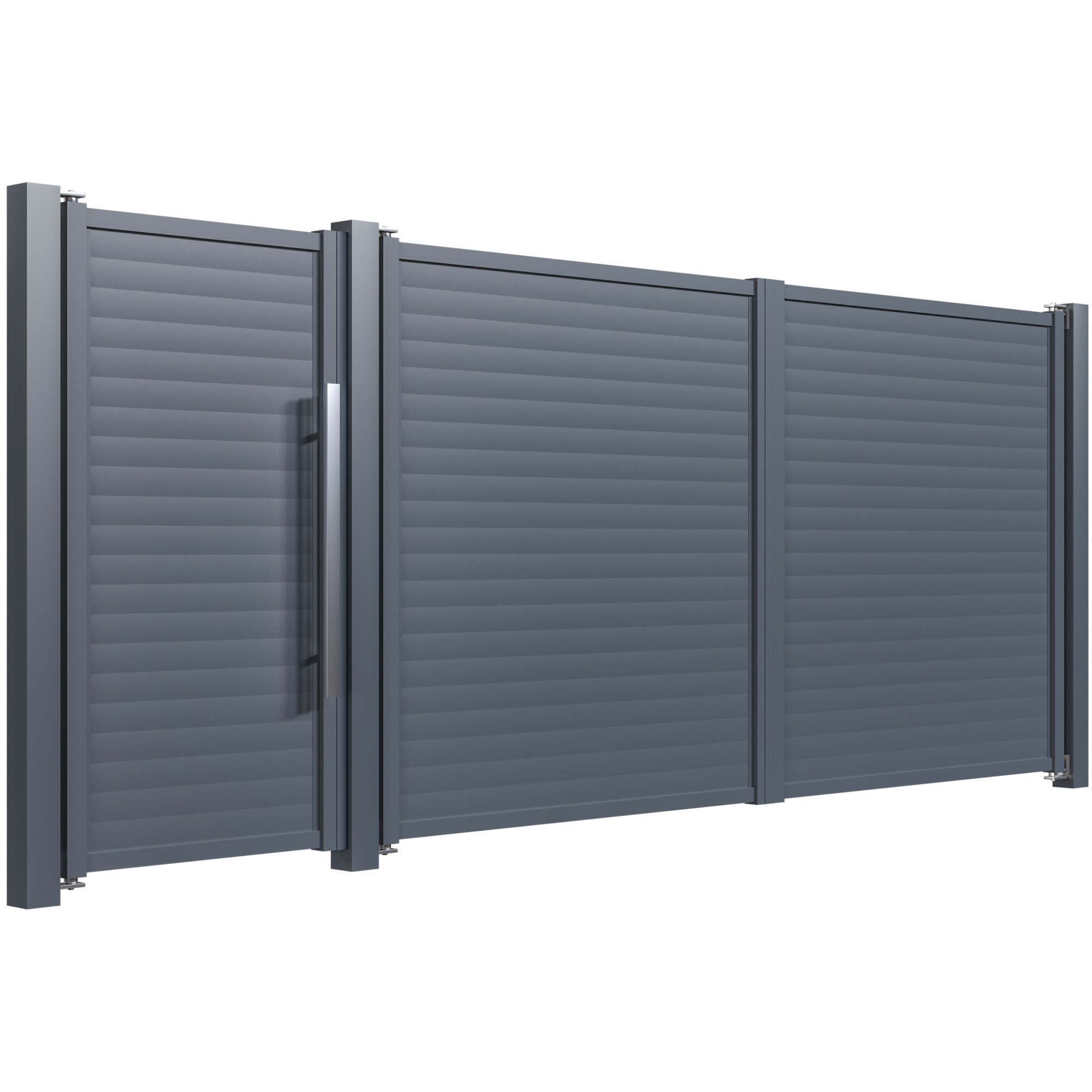 Set poarta auto si pietonala, Todome, aluminiu 103, negru, 450 x 180 cm