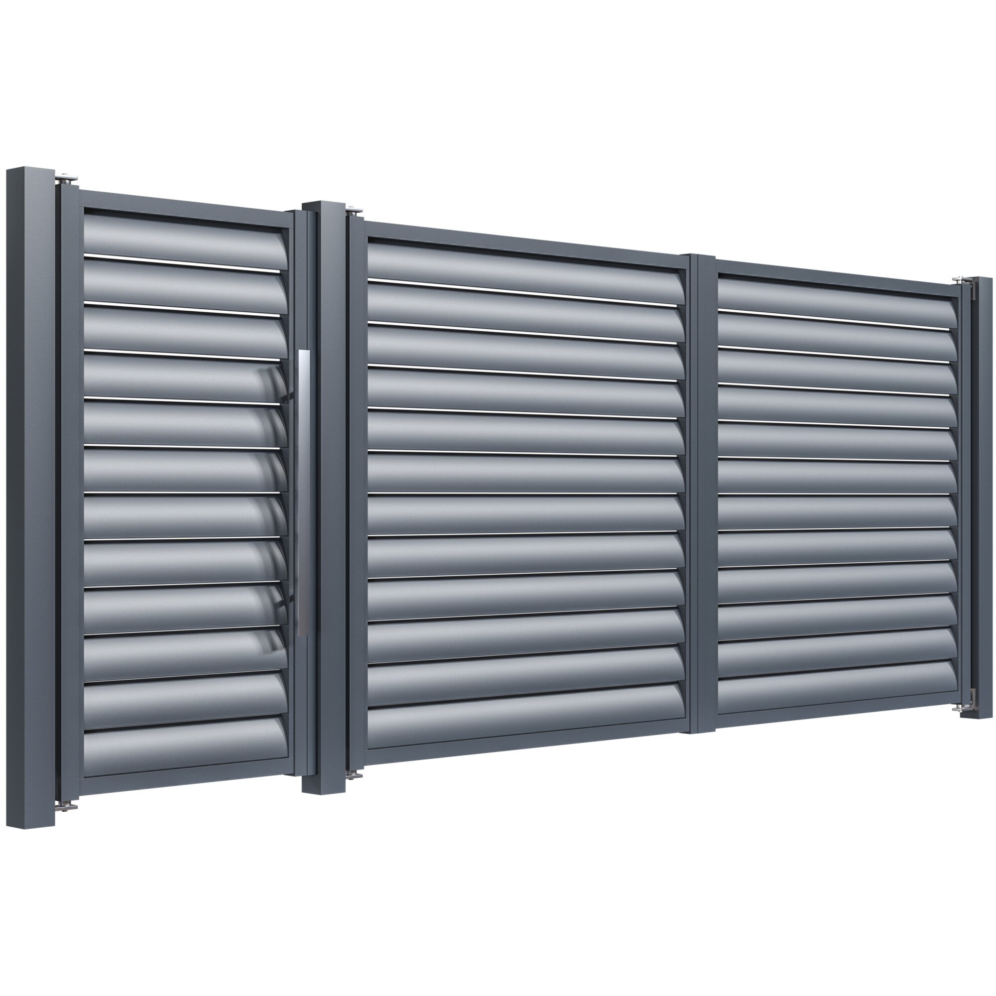 Set poarta auto si pietonala, Todome, aluminiu 106, negru, 450 x 180 cm