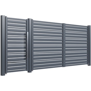 Set poarta auto si pietonala, Todome, aluminiu 107, negru, 450 x 180 cm Set poarta auto si pietonala, Todome, aluminiu 107, negru, 450 x 180 cm