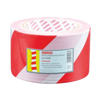 Banda avertizare alb/rosu 70MM X 200M ENERGO Banda avertizare alb/rosu 70MM X 200M ENERGO
