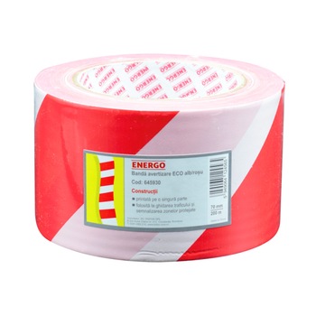 Banda avertizare alb/rosu ECO 70MM X 200M ENERGO Banda avertizare alb/rosu ECO 70MM X 200M ENERGO