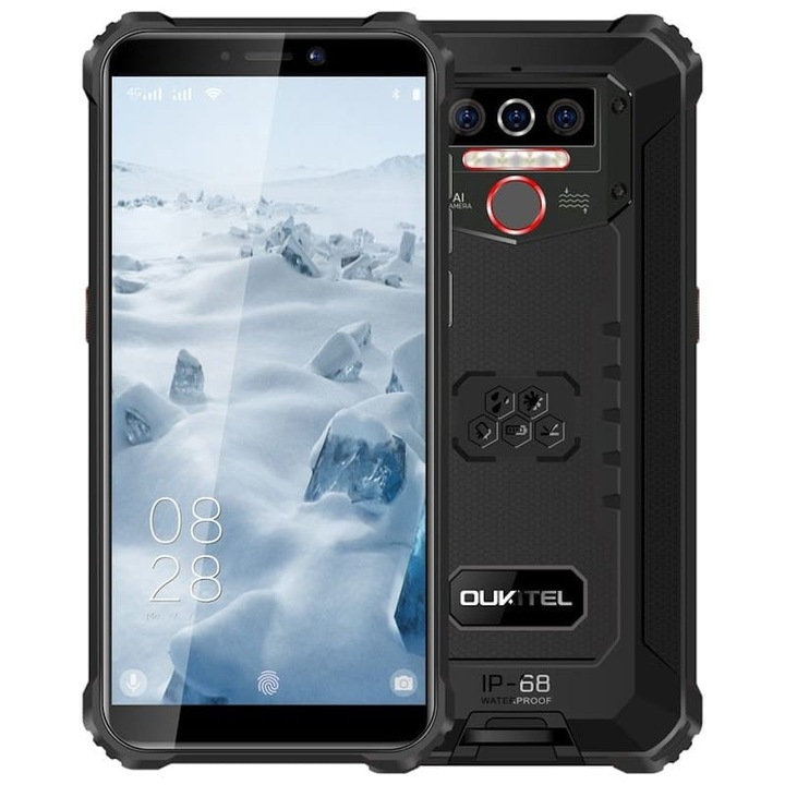 Смартфон OUKITEL WP5 Pro, 4GB RAM, 64GB ROM, Тройна камера 13МP, IP68&IP69, DualSIM, Android 10, 8000 mAh батерия, Черен