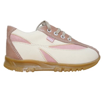 Pantofi copii cu siret din piele naturala TINO 2949, alb roz Pantofi copii cu siret din piele naturala TINO 2949, alb roz