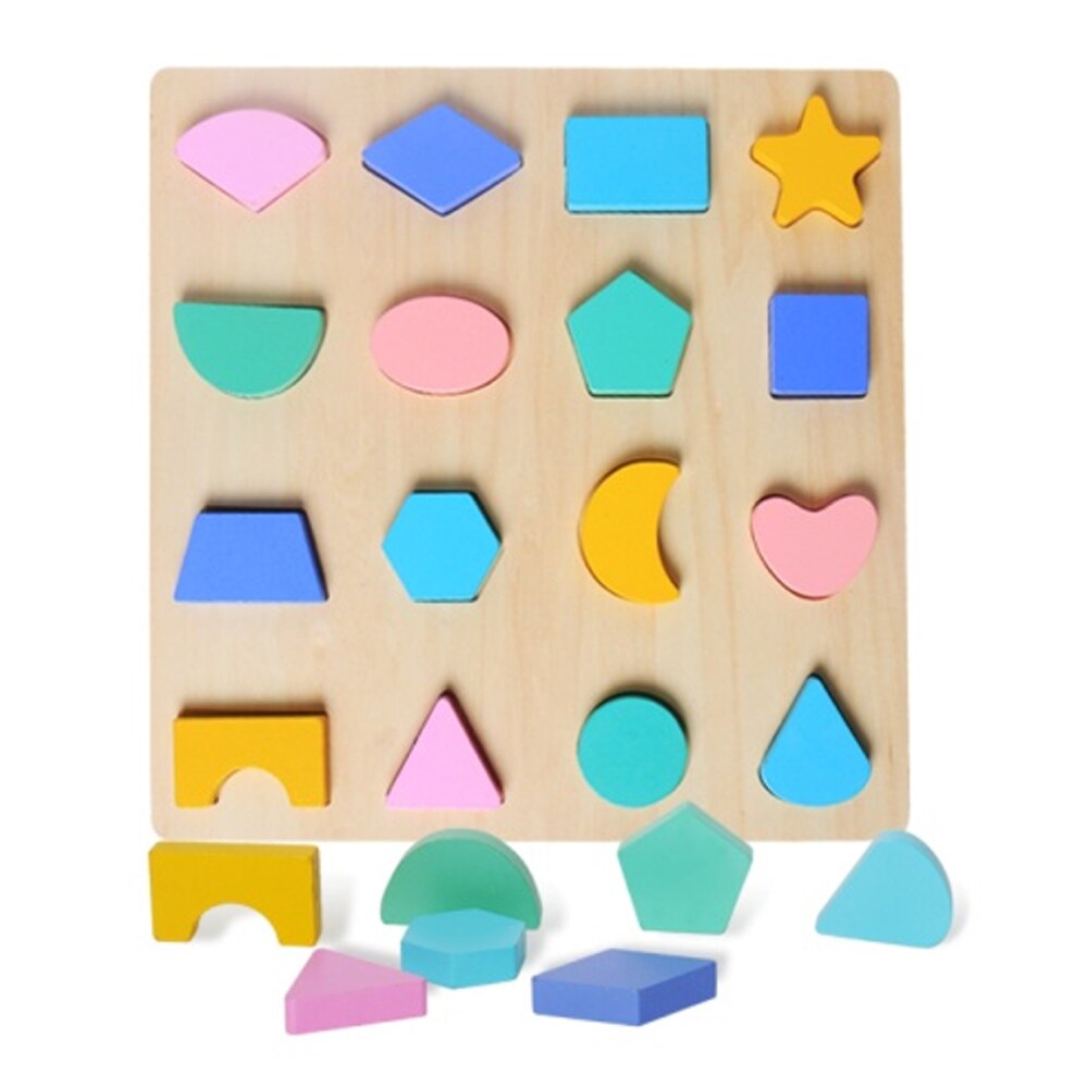 Puzzle lemn Montessori,16 piese cu Forme Geometrice, incastru, WD2071 RCO®