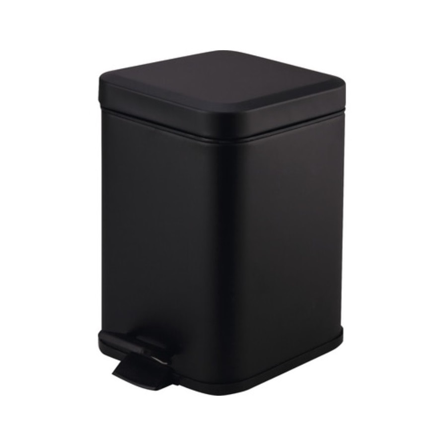Cos de gunoi baie cu pedala din otel, 3 L, negru mat, 27x16 cm