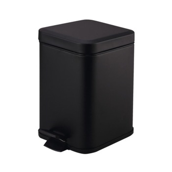 Cos de gunoi baie cu pedala din otel, 3 L, negru mat, 27x16 cm Cos de gunoi baie cu pedala din otel, 3 L, negru mat, 27x16 cm