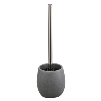 Perie WC cu suport din rasina, gri, 12x11x36 cm Perie WC cu suport din rasina, gri, 12x11x36 cm