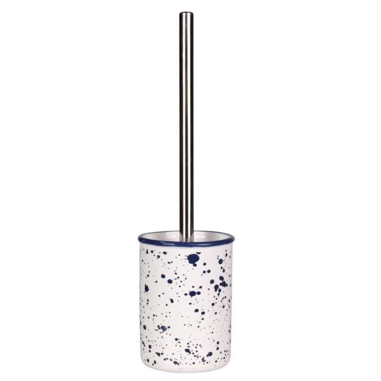 Perie WC cu suport din ceramica, alb, 9x9x36 cm