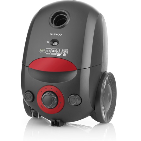 Aspirator cu sac Daewoo RC-L384BR, 1400W, 2.5 l, Tub telescopic, Negru mat - Rosu