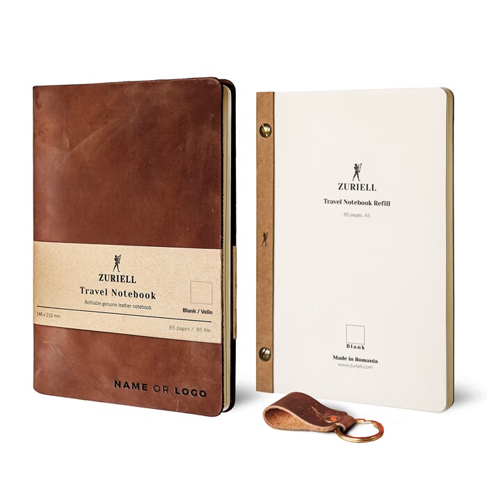 Set Agenda Din Piele Maro, Zuriell Starter A5, Personalizata, Reutilizabila, 1 Rezerva, 1 Breloc - Velin