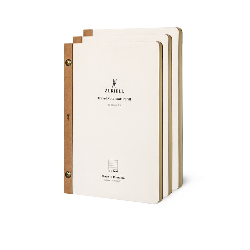 Set 3 Rezerve, Pentru Agenda din Piele, Zuriell Refill Pro A5, Reutilizabila - Liniar