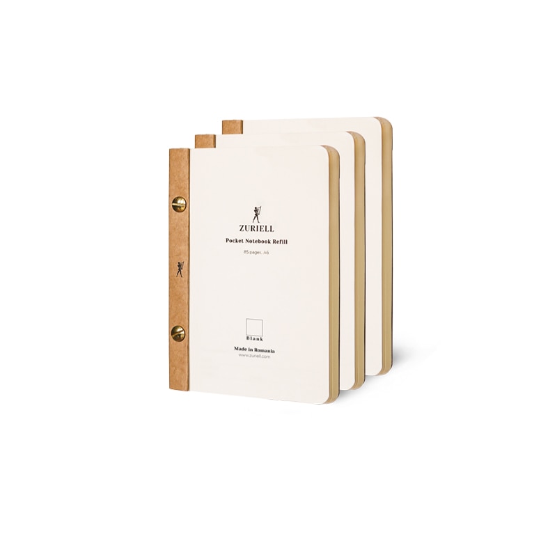 Set 3 Rezerve, Pentru Agenda din Piele, Zuriell Refill Pro A6, Reutilizabila - Velin