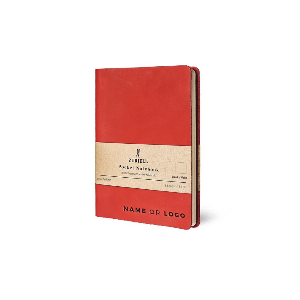 Agenda Din Piele Rosie, Zuriell Pocket A6, Personalizata, Reutilizabila - Velin