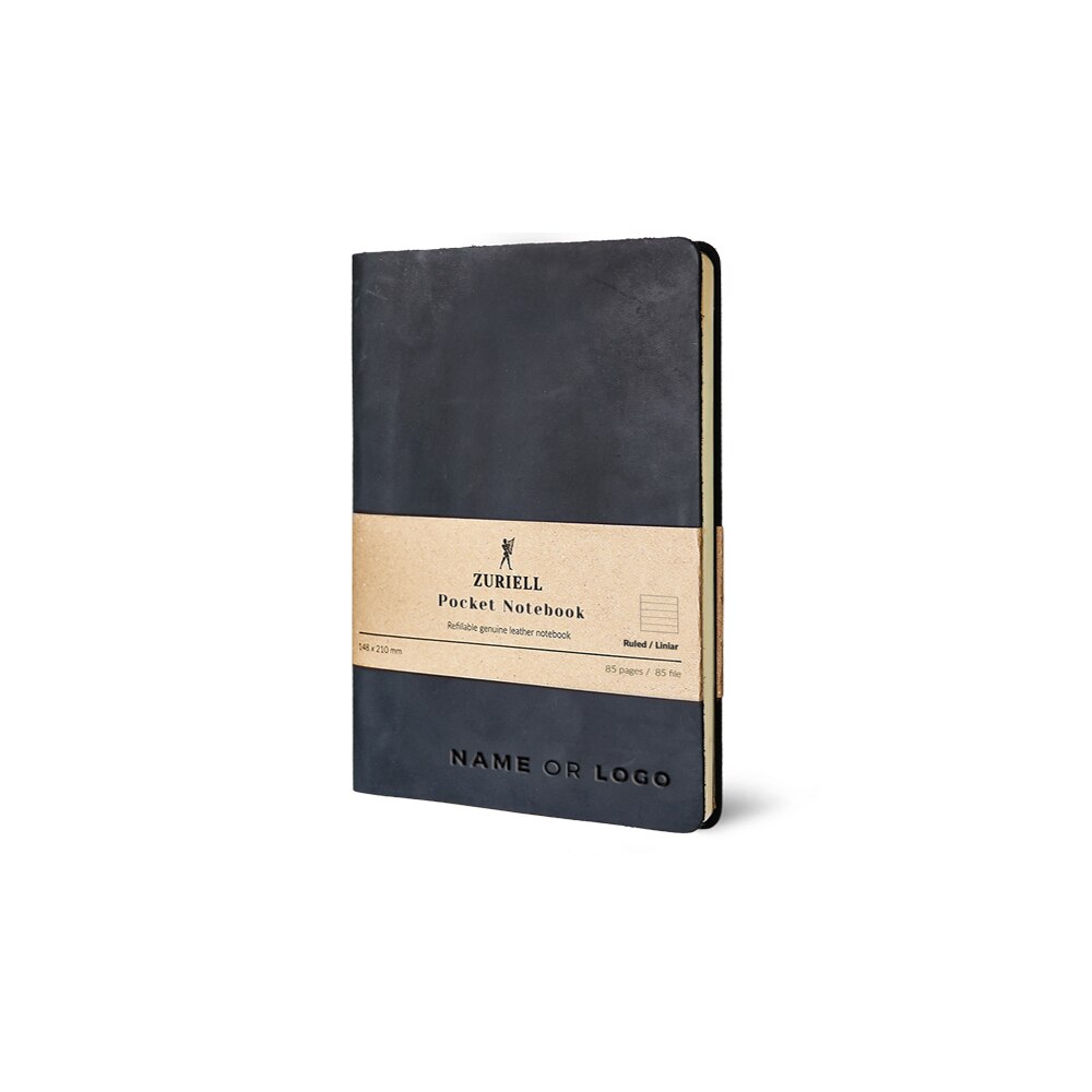 Agenda Din Piele Neagra, Zuriell Pocket A6, Personalizata, Reutilizabila - Liniar