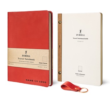 Set Agenda Din Piele Rosie, Zuriell Starter A5, Personalizata, Reutilizabila, 1 Rezerva, 1 Breloc - Punctat Set Agenda Din Piele Rosie, Zuriell Starter A5, Personalizata, Reutilizabila, 1 Rezerva, 1 Breloc - Punctat