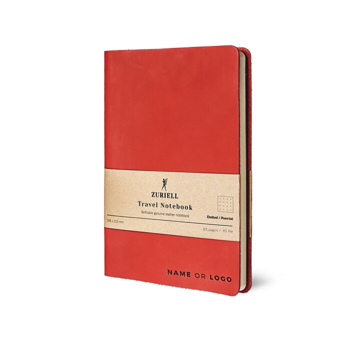Agenda Din Piele Rosie, Zuriell Travel A5, Personalizata, Reutilizabila - Punctat