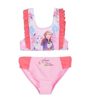 Costum de baie 2 piese cu volan Frozen Disney 8392, Roz Costum de baie 2 piese cu volan Frozen Disney 8392, Roz
