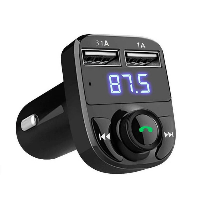 FM Трансмитер Autoexpress, X8 Bluetooth Kit KFZ, MP3, Мултифункционален , Bluetooth , FM аудио предавател , MP3 плейър, Handsfree , черен