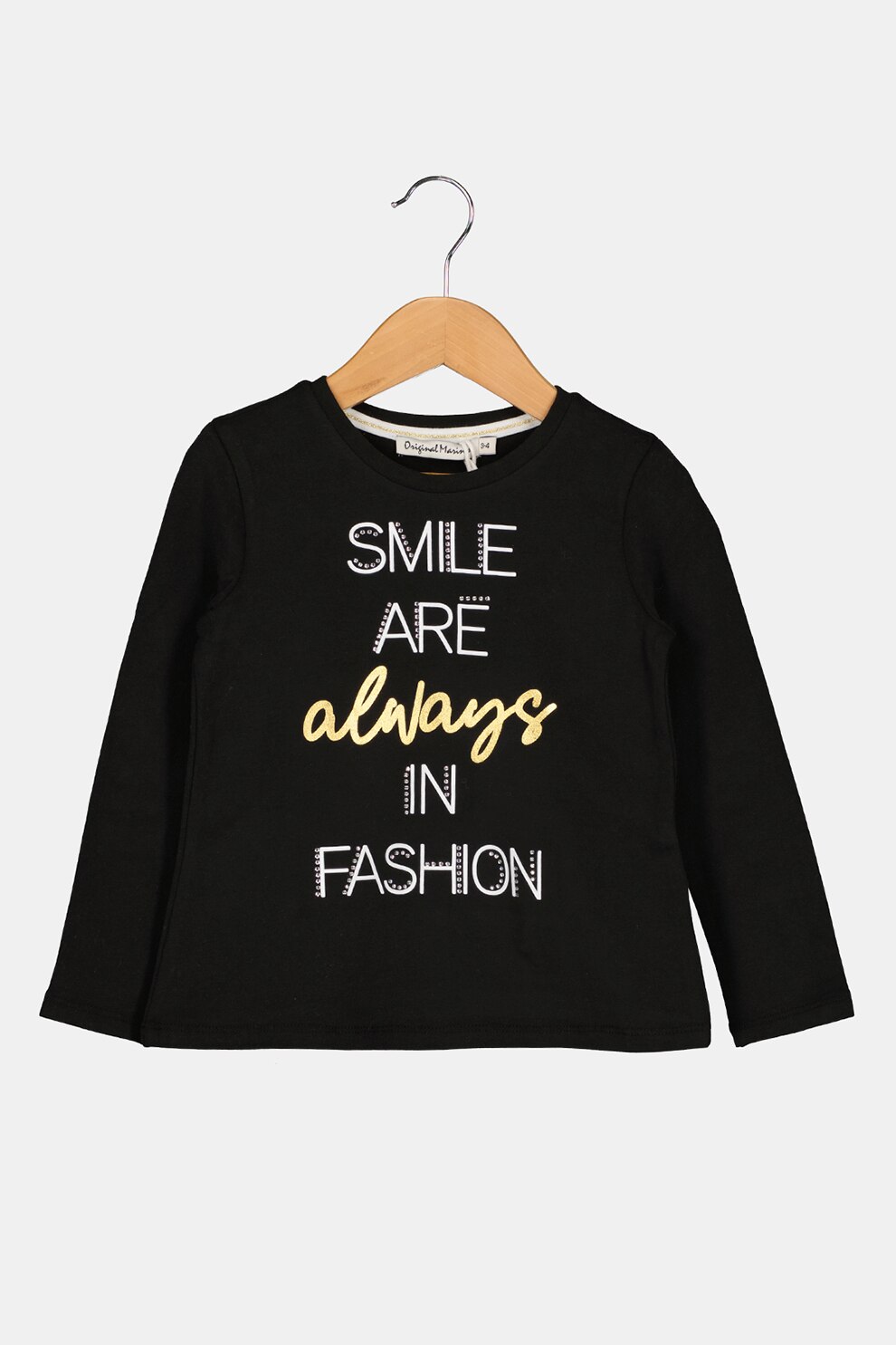 Original Marines, Bluza cu imprimeu text, Negru/alb/maro bronz