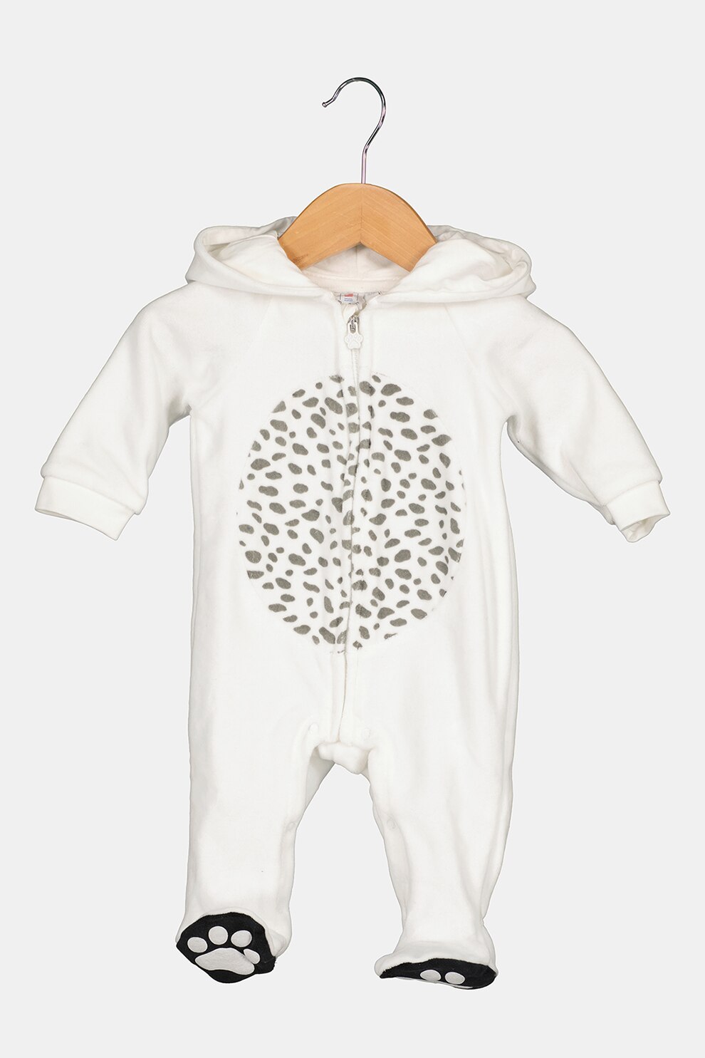 Original Marines, Salopeta cu botosei si model panda, Alb/Gri inchis