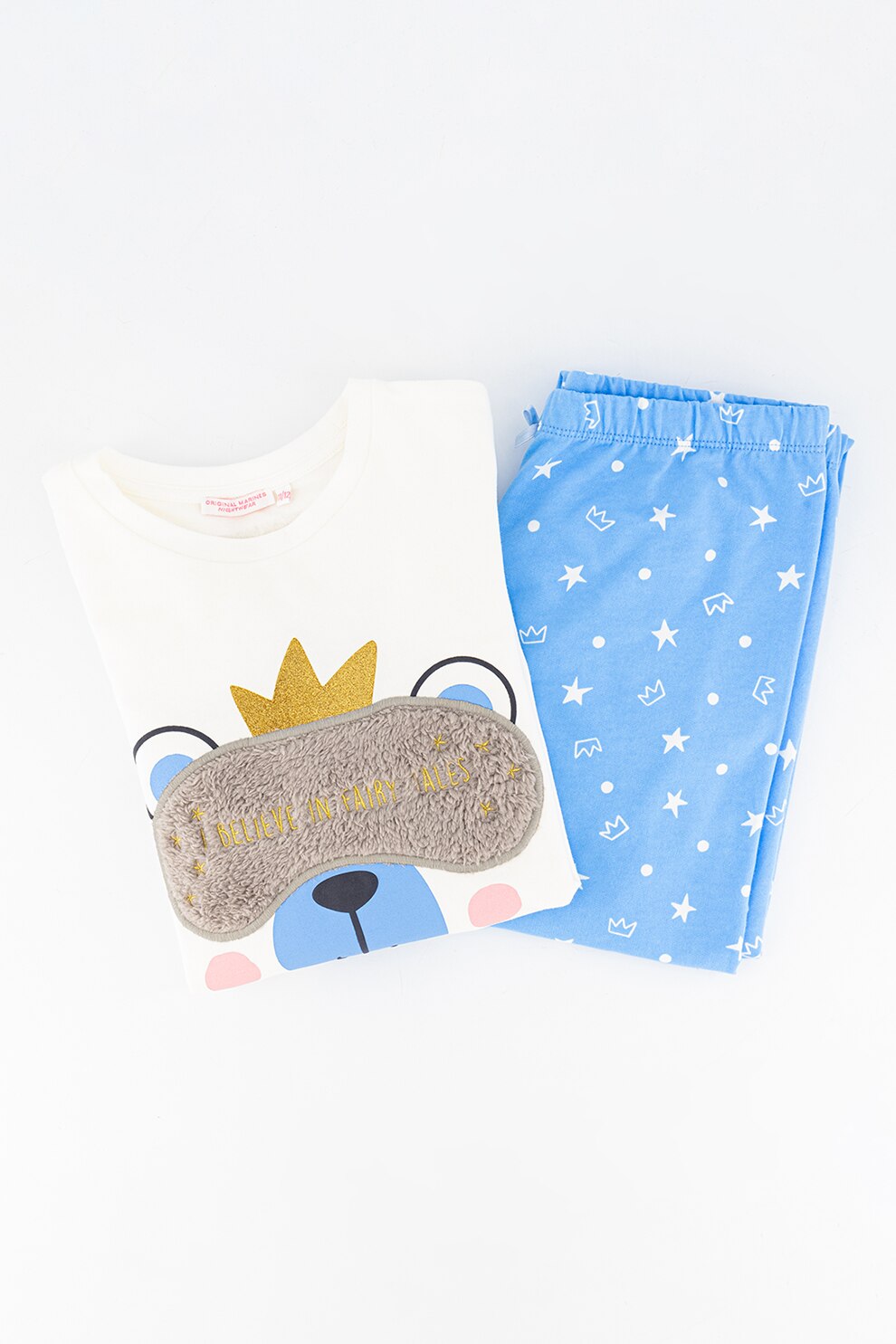 Original Marines, Pijama din bumbac cu maneci lungi, A;bAlbastru lavanda/Gri inchis