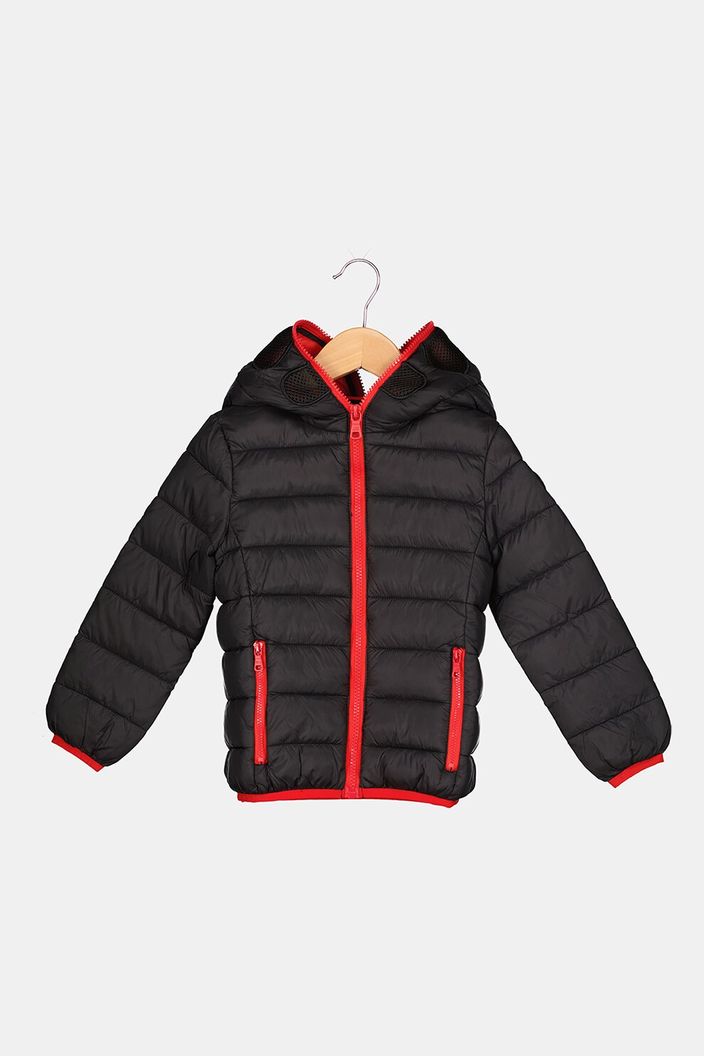 Original Marines, Geaca cu vatelina si aspect matlasat, Negru/Rosu, 98 CM