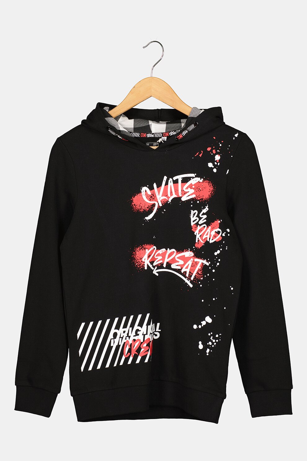 Original Marines, Hanorac din bumbac cu imprimeu text si grafic, 140 CM, Negru/Alb/Rosu