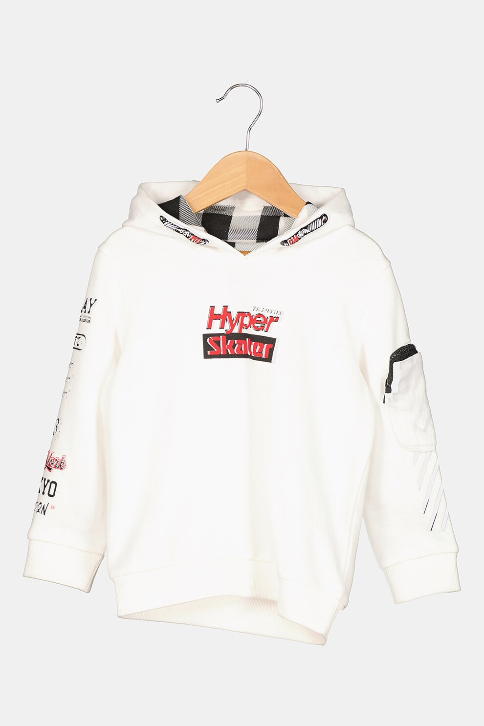 Original Marines, Hanorac din bumbac cu buzunar aplicat pe maneca, Alb/Rosu/Negru