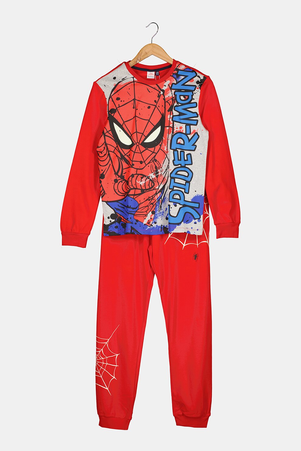 Original Marines, Pijama lunga din bumbac cu imprimeu cu desene animate, Rosu/Albastru, 152 CM