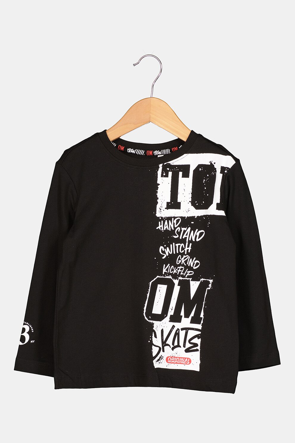 Original Marines, Bluza din bumbac cu imprimeu text, Negru/Alb, 98 CM