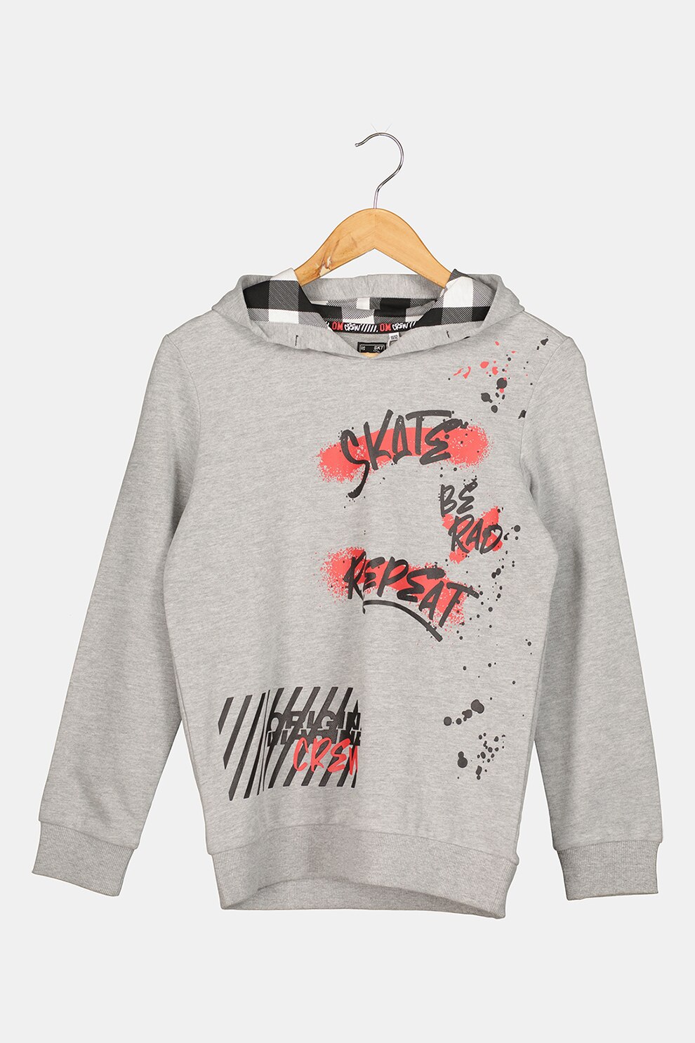Original Marines, Hanorac din bumbac cu imprimeu text si grafic, 140 CM, Gri melange/Negru/Rosu