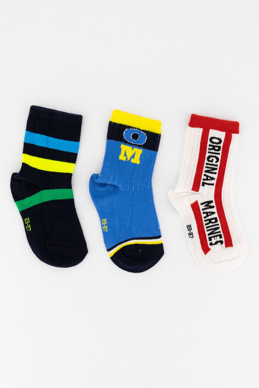 Original Marines, Set de sosete cu model - 3 perechi, Alb/Albastru