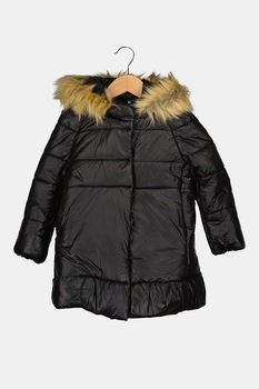 Original Marines, Geaca cu garnituri din blana sintetica, Negru Original Marines, Geaca cu garnituri din blana sintetica, Negru