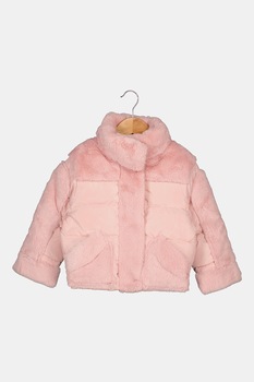 Original Marines, Geaca cu garnituri din blana sintetica, Roz pastel, 116 CM Original Marines, Geaca cu garnituri din blana sintetica, Roz pastel, 116 CM
