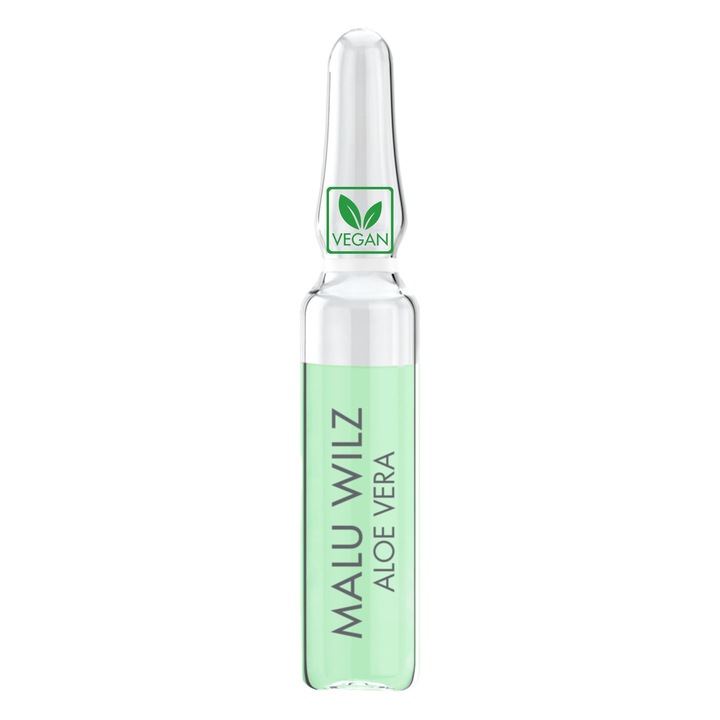 Fiola Aloe Vera, MALU WILZ, produs VEGAN, efect instant de hidratare si calmare, 2 ml