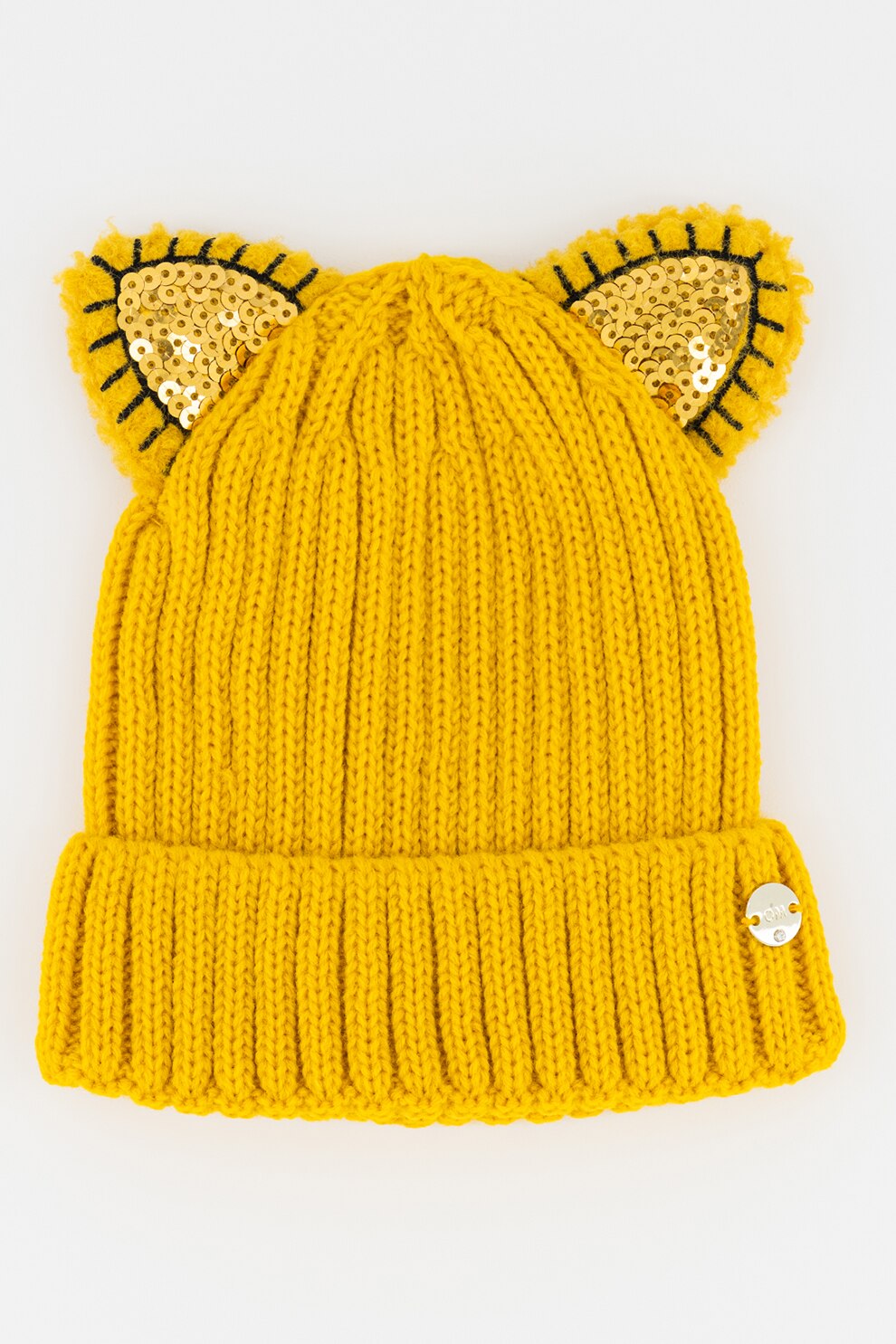 Original Marines, Caciula tricotata cu aplicatii cu paiete, Ocru, 2-3Y Standard