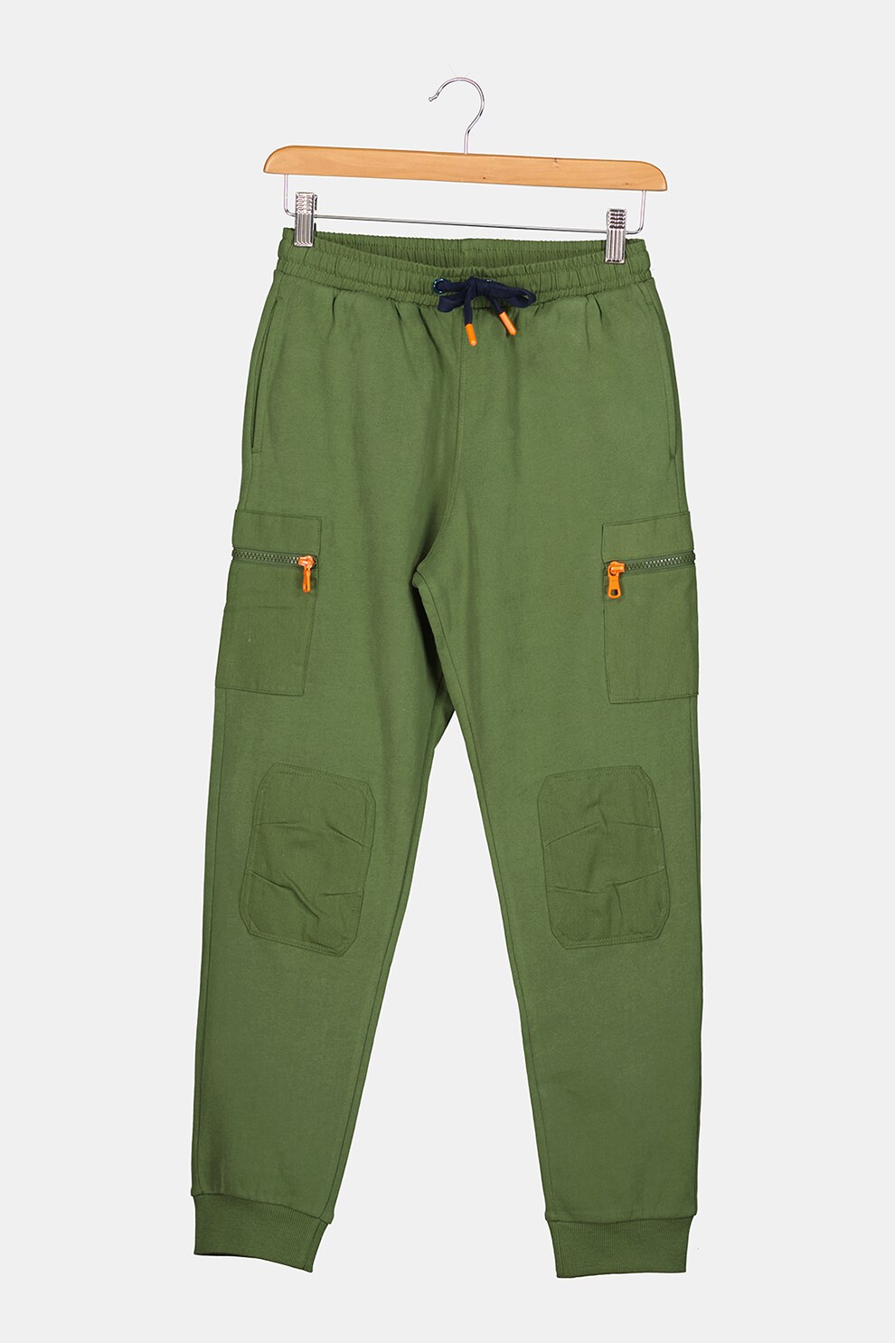 Original Marines, Pantaloni sport cu intarituri la nivelul genunchilor, Verde/Bleumarin, 140 CM