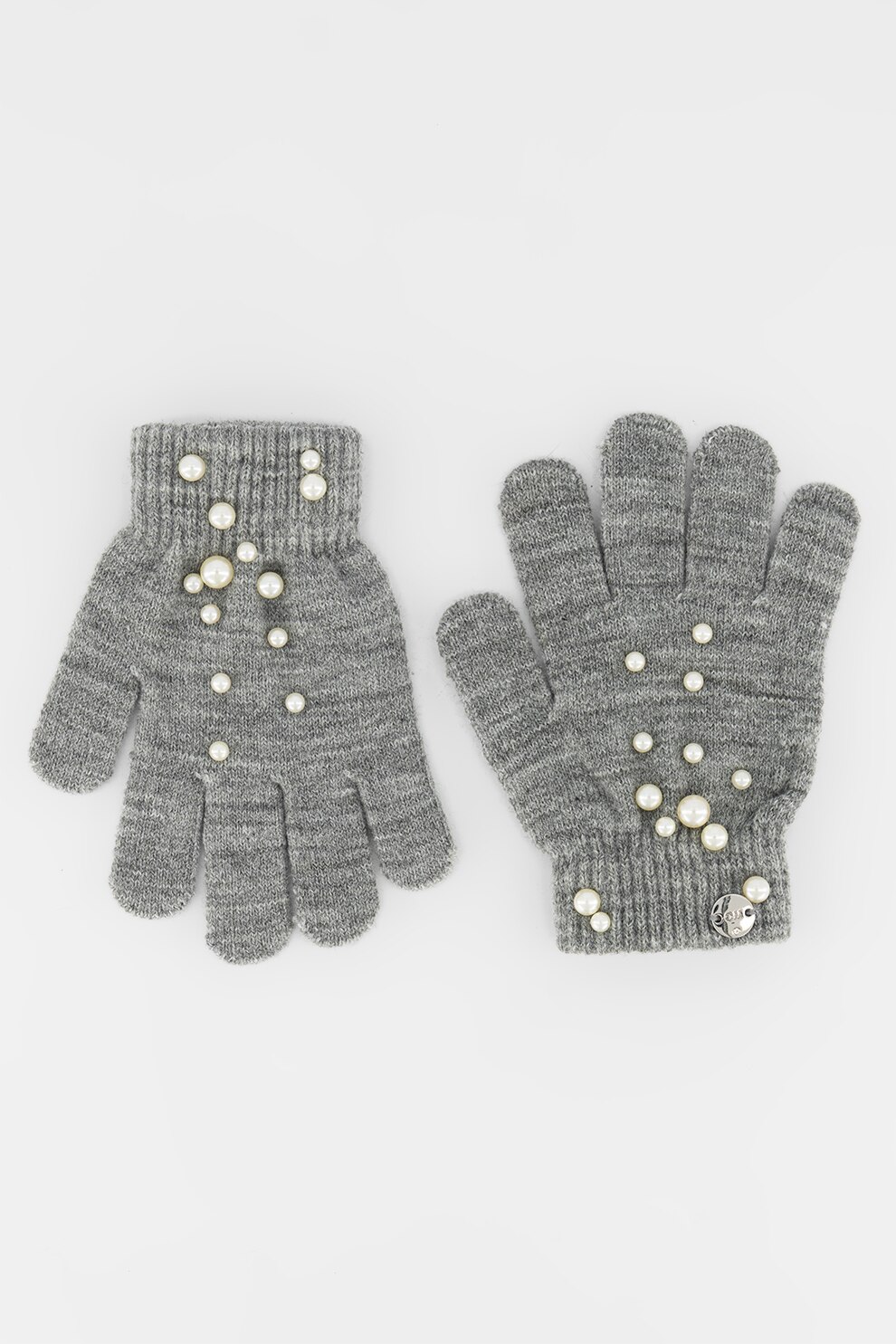 Original Marines, Manusi tricotate cu perle sintetice, Gri inchis melange